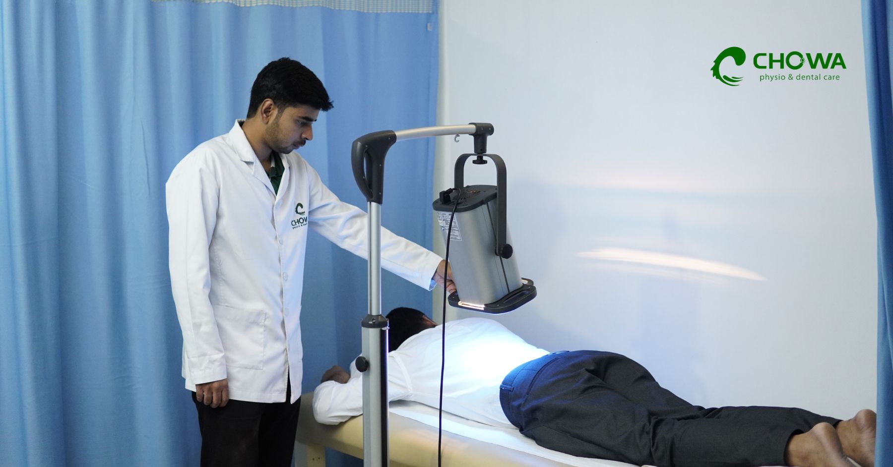 Physiotherapy for back pain with clinical electrotherapy treatment for lower back relief