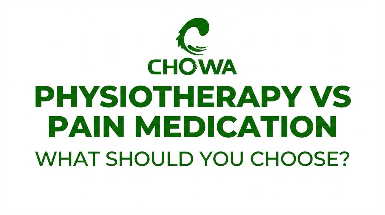 Physiotherapy vs pain medication infographic comparing natural healing vs temporary relief and side effects