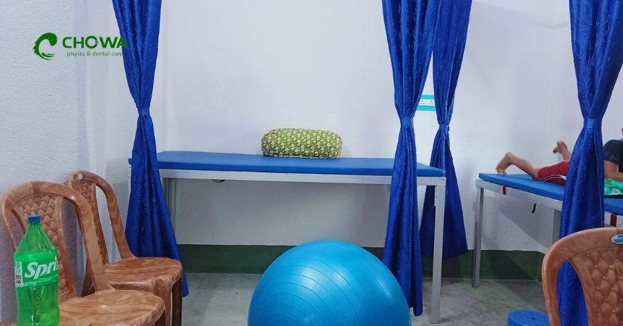 Modern rehabilitation gym and treatment area with advanced equipment at Chowa physiotherapy clinic in Gulshan.