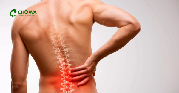 Lower back nerve pain visual for sciatica treatment in Gulshan at Chowa