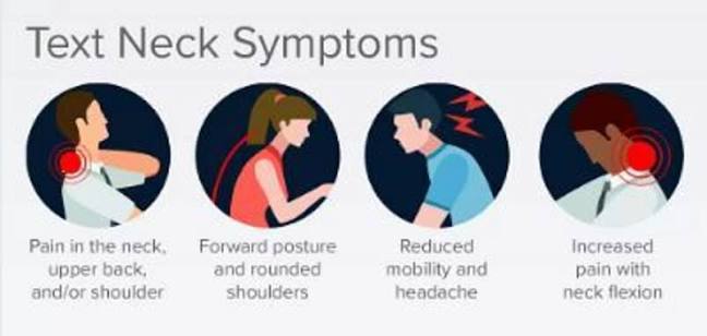 Text neck symptoms infographic for text neck treatment in Gulshan